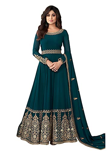 STELLACOUTURE Georgette Salwar Kameez with Banarasi nazneen Dupatta Indian Pakisatni Dress for Womens RASHI (Blue, M-40)