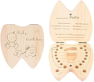 Olymajy Teeth Boxes, Baby Tooth Box, Baby Teeth Box Keepsake, Wooden Kids Keepsake Organizer Teeth Storage Container Wooden Tooth Box Children for Memory Collection