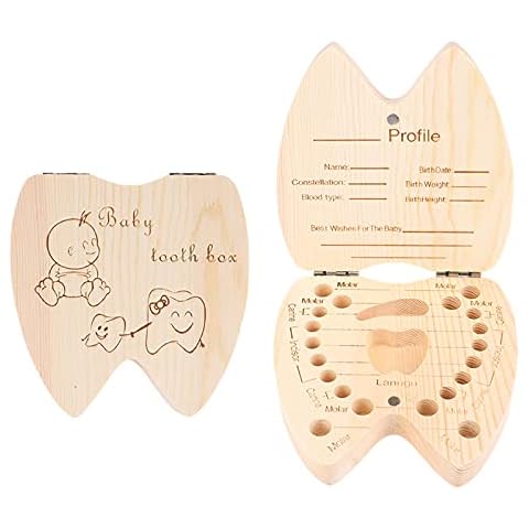 Olymajy Teeth Boxes, Baby Tooth Box, Baby Teeth Box Keepsake, Wooden Kids Keepsake Organizer Teeth Storage Container Wooden Tooth Box Children for Memory Collection Cover