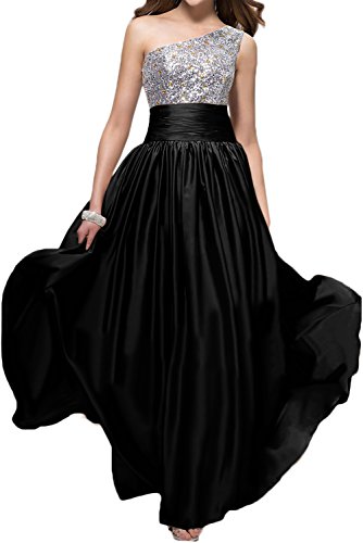 YINGJIABride-Sequin-and-Satin-Floor-Length-Mother-of-The-Bride-Banquet-Dresses-One-Shoulder-Black-Size-14