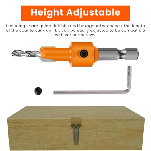 Image of Serplex 11Pcs Countersink Drill Bit Set, 5Pcs Countersink Drill Bit with 6Pcs Extra Pilot Drilling Bits, 8mm Shank, Woodworking Countersink Drilling Bits Set Counter Sinker for Woodworking