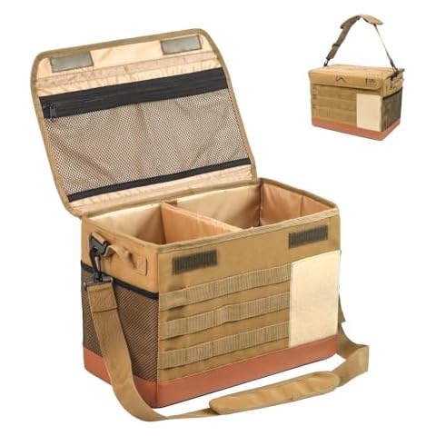 PSKER 18L Camping Storage Bag, Multifunctional Waterproof Picnic Basket, Tent Stakes Organizer,with Adjustable Shoulder Strap for Hiking Cookware, Travel, Car Cover