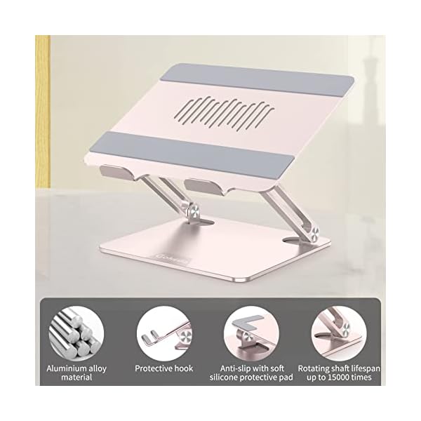 Gokeda Laptop Ständer, ergonomischer Laptopständer aus Aluminiumlegierung für den Schreibtisch, Notebook Stand mit Belüftungsöffnung, Kompatibel mit MacBook Air/Pro, Dell, HP, Lenovo, weiteren 10-15,6" Laptops – Bild 5