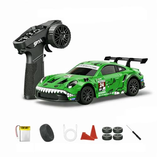 Image of FEXXA 1:43 RC Drift Car - 2.4G Full Proportional 4WD Alloy 20KM /H High Speed RC Racing Car with Gyro, Silent Bearings, Adjustable Speed & Lighting [RAXY-Green]