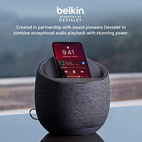 Belkin SoundForm Elite Hi-Fi Smart Speaker + Wireless Charger (Voice-Controlled Bluetooth Speaker) Sound Technology By Devialet (White)