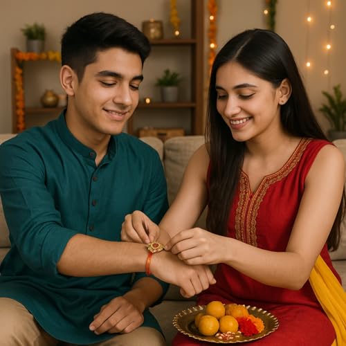 Image of Half Engineer Jade Plant In Gold Tone Metal Pot 3 X 3 Inch Pot Included with Rakhi |Rakshabandhan Gift For Brother Bro Bhai (Rakhi Gift Set 2)