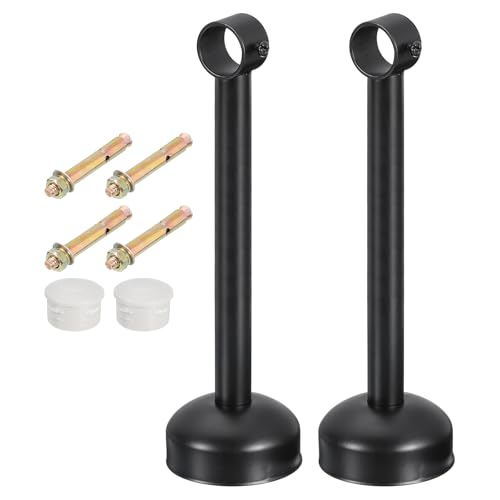 QUARKZMAN 2 Set Supporto Bastone Tenda Soffitto, Adatto a Tubo 25mm/0.98 Lunghezza 250mm/9.84 Ganci Asta Bastoni per Tende Acciaio Inossidabile per Pareti Armadio Tubo Asta Tenda, Nero