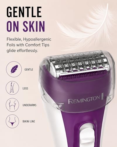 Image of Remington Smooth & Silky Electric Shaver for Women, 3-Blade Battery Operated Foil Shaver and Bikini Trimmer, Shave Wet or Dry