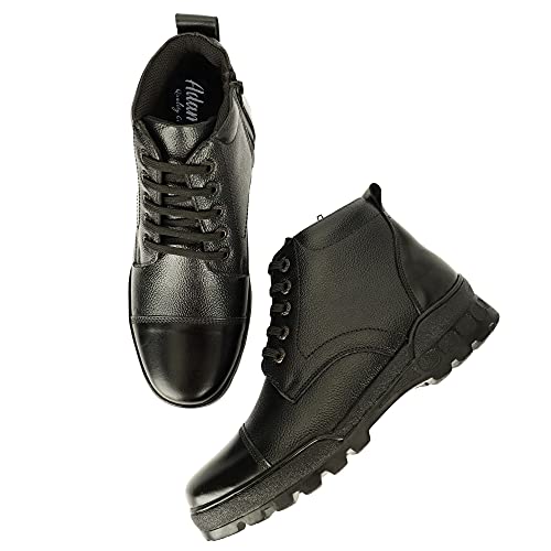 Image of SVPANTHER Men's Side Zip Ankle Leather Boots for Police, Commando NCC, Military, Army