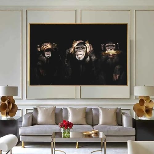 Impression toile gorille grand format art mural salon 43x86cm