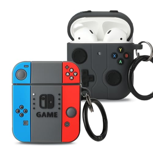 Image of [2Pack] Gedicht for Airpods 2nd Generation Case, Funny 3D Cartoon Game Console Design Silicone Soft Cases for Airpods Case 2nd /1st Gen, with Keychain Kids Women Men for Airpods Case