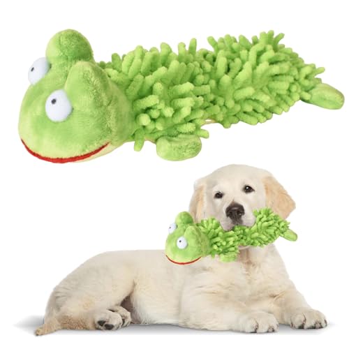 DecorDwell Giochi con Squeak per Cani, Giocattoli da Masticare per Cuccioli,Giocattoli di Peluche per Cani, per Cuccioli,Interattivo,Cucciola di Piccola, Media, Grande Taglia(Rana Verde)