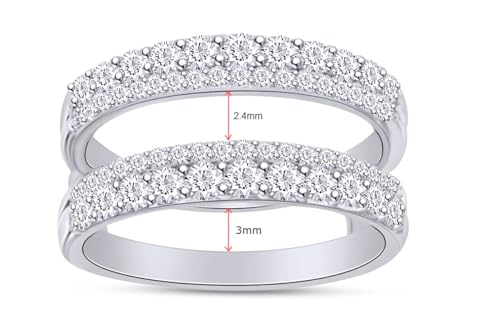 AFFY 1.00 Carat (ctw) Round Cubic Zirconia Anniversary Wedding Band Enhancer Guard Double Ring in 14K Gold Over Sterling Silver for Women4