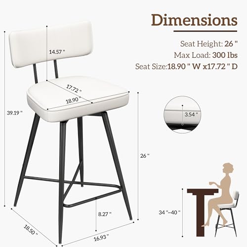 Image of GXJ Bar Stools Set of 3, Kitchen Counter stools with Backs and Metal Legs