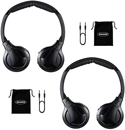 SAHARIE 2 Pack of IR Headphones for Car DVD Kids,2 Channel On-Ear Infrared Headphones,Wireless Car DVD Headphones for Rear Entertainment System