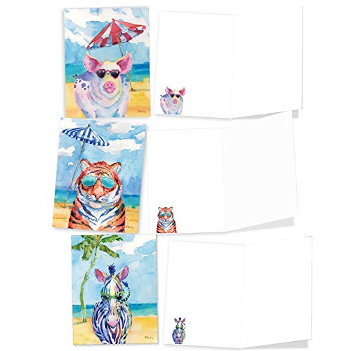 The Best Card Company - 10 Watercolor Blank Cards With Envelopes (4 X 5.12 Inch) Cute Animals, All Occasion Note Cards For Kids - Animal's Day Off Am6670Ocb-B1X10 #TOP4