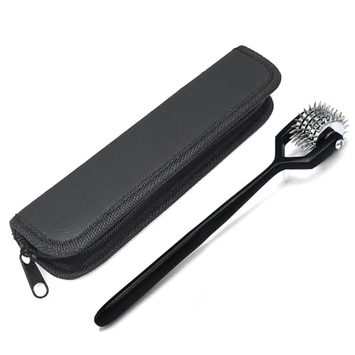 MuskalMed Wartenberg Neuro Pinwheel Diagnostic Instrument Sensory Wartenberg Pinwheel 5 Head Strong Wheel Stainless Steel Nerve Tester (Black) with Carry Case MBP-05