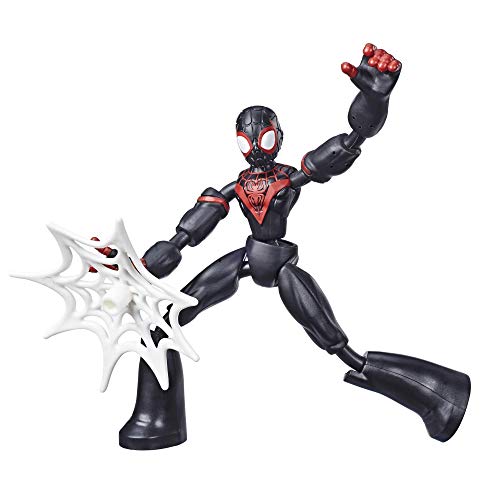 Marvel Spider-Man Bend and Flex Miles Morales, 6-Inch Flexible Action Figure, Web Accessory, Ages 6 And Up - Multicolor
