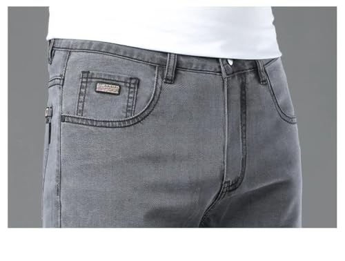 Men Summer Ultra-Thin Jeans Straight Stretch Breathable Denim Pants Business Male Gray Trousers2