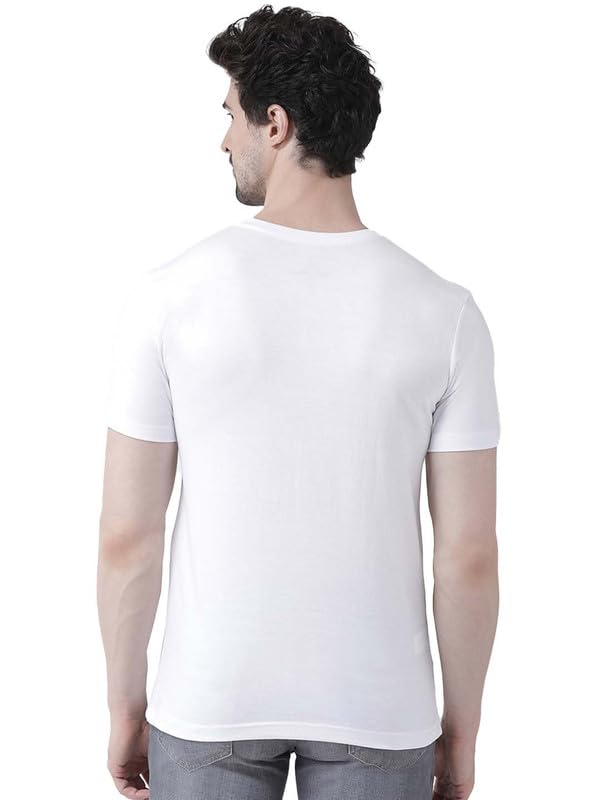 Friskers Men's Pack of 2 V-Neck Short Sleeves Cotton T-Shirt - Casual T-Shirt, Regular Fit White-Yellow 3