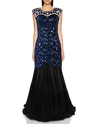 PrettyGuide Women 's 1920s Art Deco Sequin Gatsby Formal Evening Prom Dress L Black Blue
