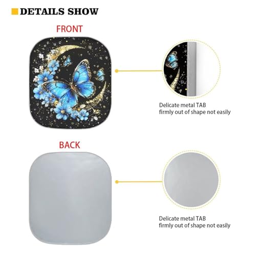 Image of Blue Butterfly Car Sun Shade for Windshield Foldable Sunshade Front Window Cover Sun Visor Heat and UV Rays That Keeps Vehicle Cool Universal Vehicle Accessories 28.5 x 25.5 inches