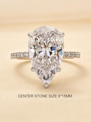 5.0CT Elongated Pear Shaped Engagement Ring,Hidden Halo Simulated Diamond Ring,925 Sterling Silver Promise Wedding Ring2