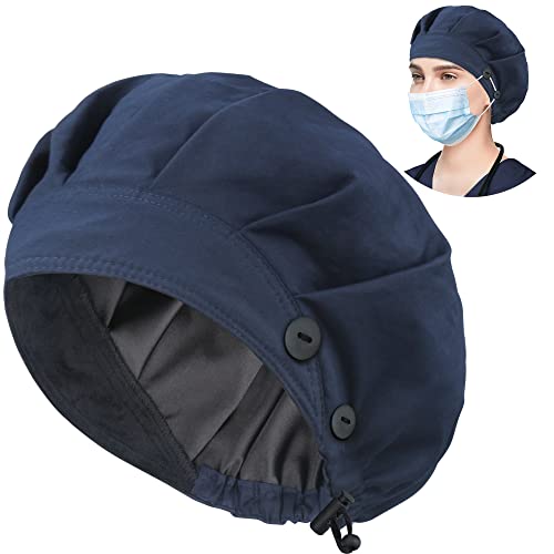 Image of ABAMERICA Bouffant Caps with Button and Sweatband, Adjustable Scrub Caps for Women Men, One Size Multi Color