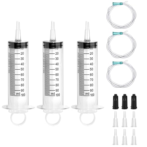 3 Stück Spritzen 100ml Spritze mit Schlauch Dosierspritze mit Adapter große spritze einwegspritzen 100ml Kunststoff Spritze für Wissenschaftslabore Garten Industrie und Fabriken