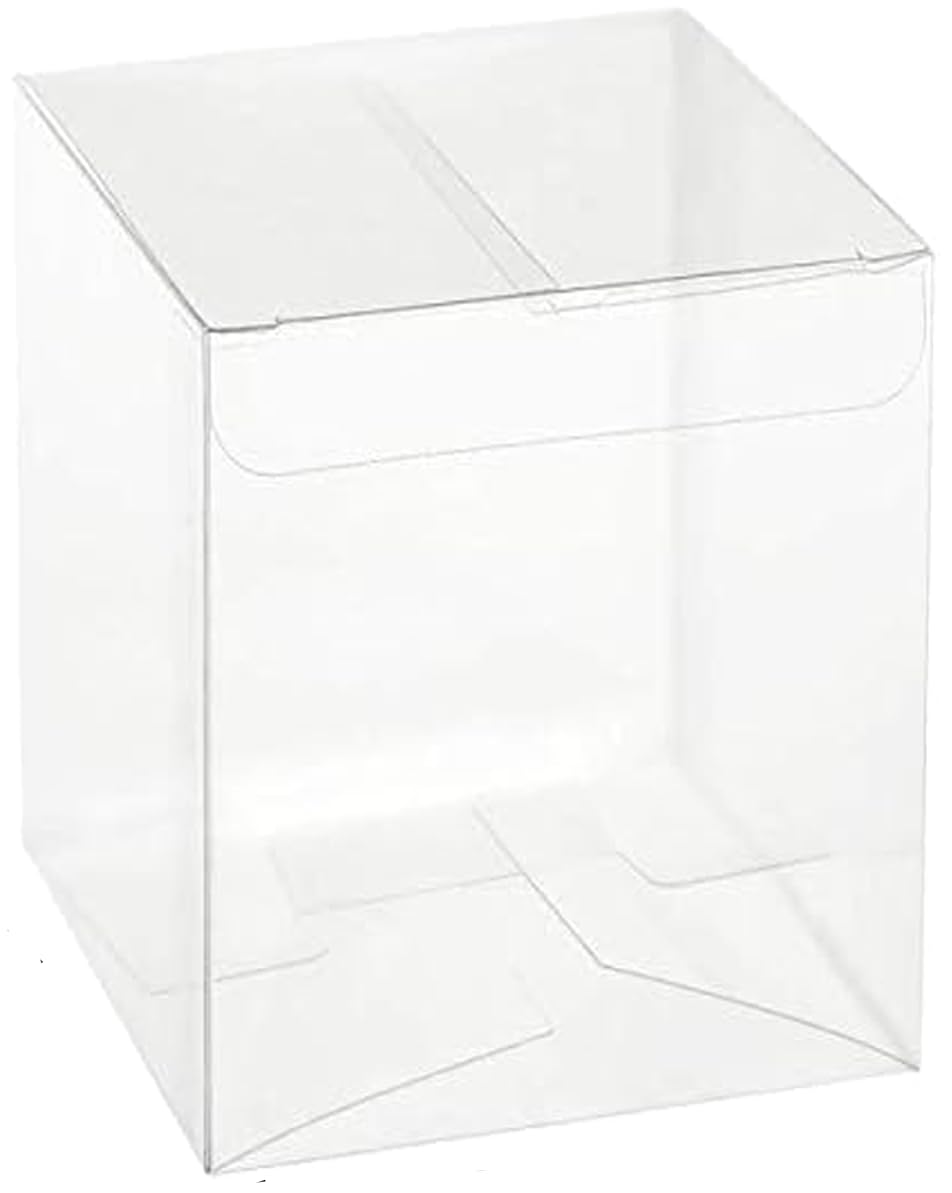 PuntoCasaStore SCATOLE BOMBONIERE PIEGHEVOLI TRASPARENTI PET PVC confezione regalo contenitore portaconfetti plastica astuccio cono cofanetto baule multiuso (50 PZ, 10x10x12 CM)