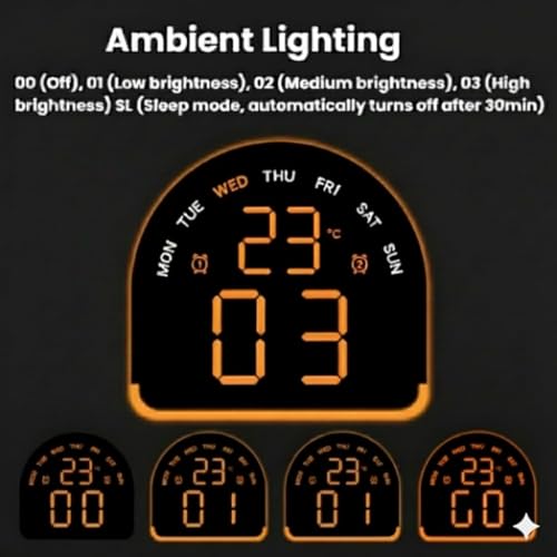 Image of AERYS Digital Alarm Clock Table Clock with LED Display, Temperature Compact Desk Clock for Students,Home, Office, Bedroom, Living Room,Home Decor, Corporate Use (Half Moon)