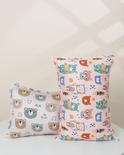 Image of ALVABABY Toddler Pillowcases 2 Pack Organic Cotton Fit 13 inchx 18 inch or 12 inchx16 inch Kids Pillow Cover Envelope for Girl Boy Travel(Pillowcase Only)