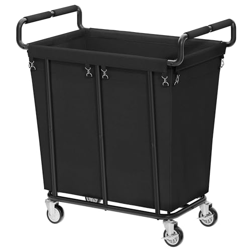 Image of Gewudraw Medium Laundry Hamper with Wheels, 250L, Black