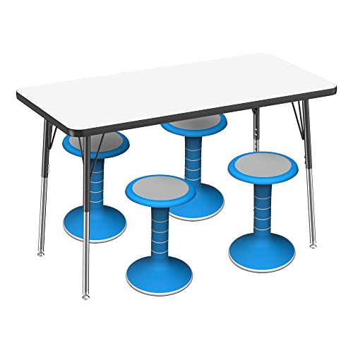 Image of Learniture Adjustable Height Dry-Erase Classroom Activity Table for School and Home, Rectangular Activity Table with Whiteboard Top, 24 inch D x 48 inch W x 30 inch H, White