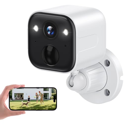 SUJTKZL Security Cameras Wireless Outdoor, Battery Powered WiFi Camera for Home Security, 2K Color Night Vision, AI Motion Detection, IP65 Waterproof, 2-Way Audio, Spotlight & Siren, Cloud/SD Storage