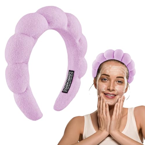Image of MAYCREATE Headband Hair Bands for Women Facial Hair Band for Women, Hair Band for Face Washing Makeup Spa Head Band Sunflower Edge Sponge Hairband - Purple