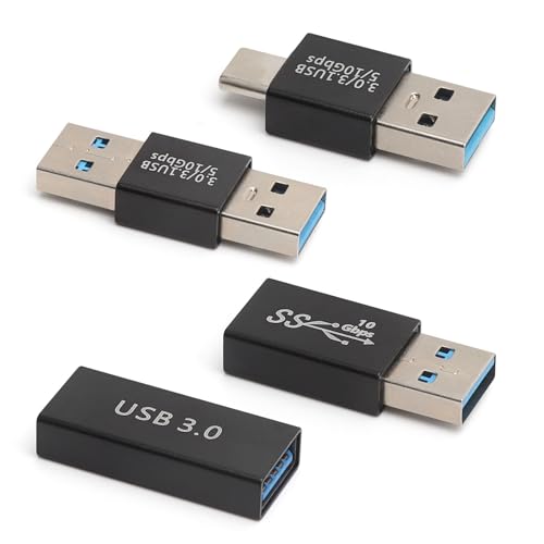 UOCAI Kit d'adaptateurs USB 3.0 4 en 1 USB 3.0 Femelle vers mâle Femelle vers convertisseur USB Type-C Coupler Haute Vitesse pour Prise d'extension Plug Stick Clavier Ordinateur Portable PC