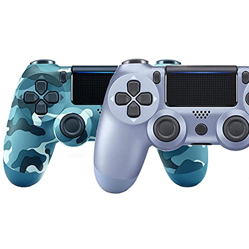 Oriflame - 2 Pack-Game Controller for PS4,Wireless Controller with Dual Vibration Game Joystick (Blue Camouflage and Titanium Blue)