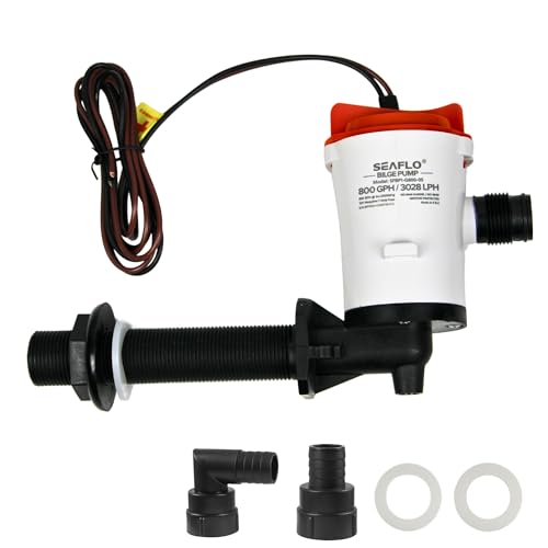 SEAFLO 05 Series 600GPH 90 Degree Angled Baitwell/Livewell Pump- 12V DC Detachable Motor Corrosion-Resistant Submersible Aerator For Freshwater and Saltwater Use-CE & Rohs Certified-4 Year Warranty