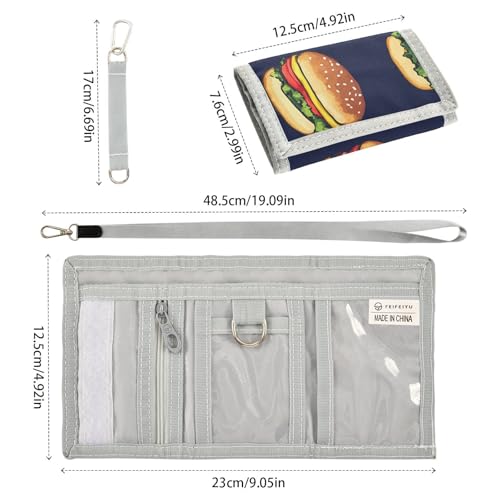 Trifold Wallet for Boys Ages 9-12 Mini Outdoor Sports Purse Coin Pocket & Card Holder, Travel Accessory Burgers3