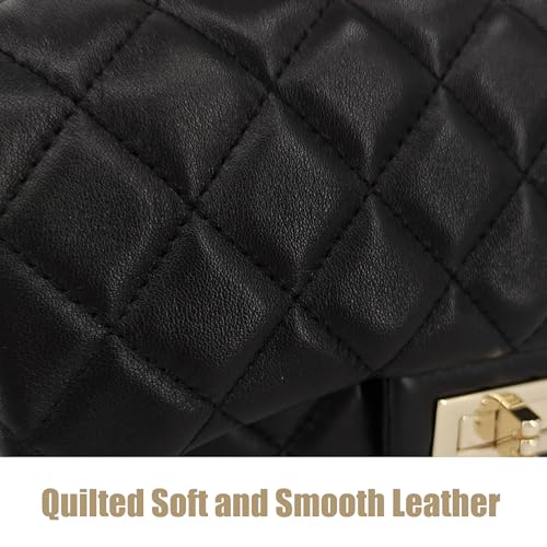 Image of M-ioi-M Small Quilted Crossbody Bags for Women,Leather Shoulder Bag with Gold Chain Strap,Metal Top Handle Flap Evening Purse
