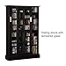 Atlantic Windowpane Media Storage Cabinet with Tempered Glass Pane Styled Sliding Doors, Holds CD, DVD or Blu-ray Media, Collectables or Memorabilia, PN 94835721 in Espresso