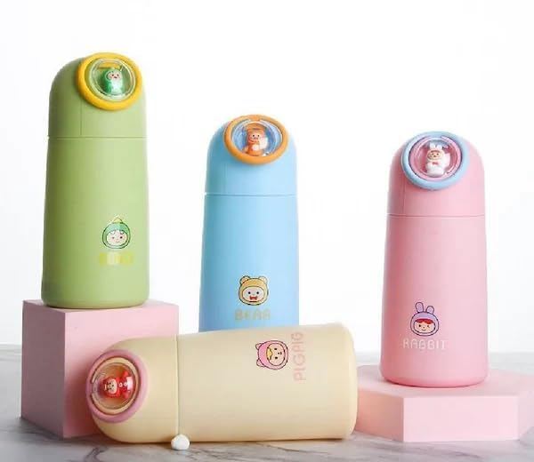 Image of Cute Kids Cartoon Glass Cup - Funny 350ml Water Bottle, Portable Festival Gift for Students, Stylish and Durable Glass Mug for Juice, Milk, and Everyday Use (Random Colour)