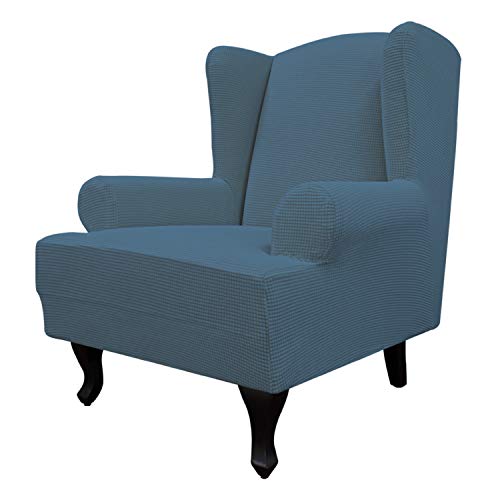 Image of Easy-Going Stretch Large Wingback Chair Sofa Slipcover Bluestone
