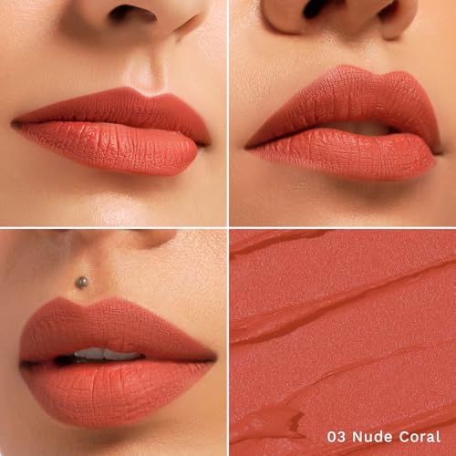 Image of Pilgrim Long Lasting Crayon Lipstick | Intense Matte Finish | Waterproof & Lightweight | Highly Pigmented & Enriched With Ceramides & Mango Seed Oil | Smooth Glide Application | (1.4g) (Nude Coral-03)