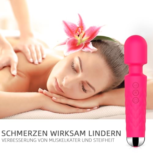 Image of SANJIANKE Vibrator Wand Sex Toys,Clit Stimulator Vibrators,Vibrator for Woman,Wand Massager Sex Toy,20 Patterns,8 Speeds of Pleasure,Quiet Adult Sex Toys,Waterproof, for Women Gifts (Rose Red)