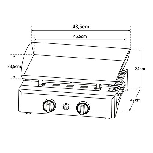 Plancha à gaz robuste Mala 2 brûleurs 5 kW en acier émaillé