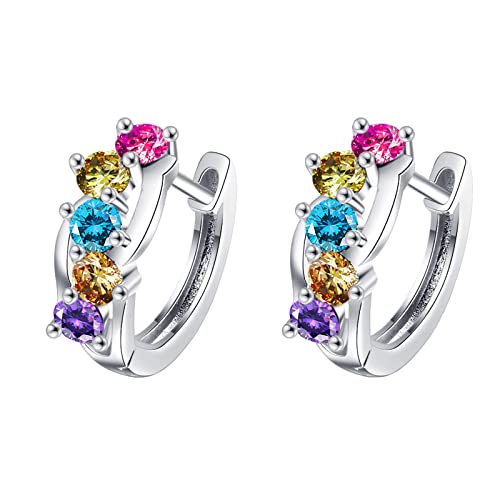 Pendientes de circonita colorida para mujer, aretes de temperamento a la moda, aretes brillantes, talla única, Cobre, Sin piedra preciosa