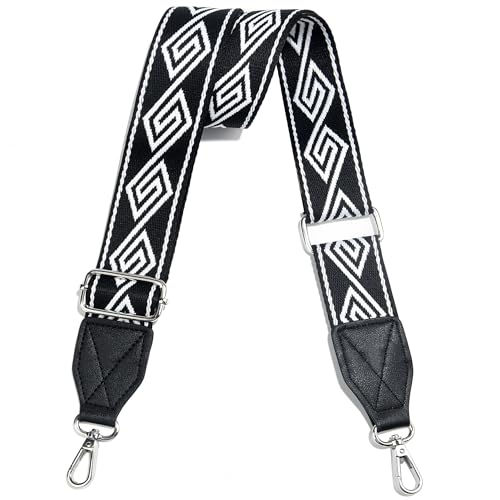 Image of Purse Strap,1.5 inch Leather End Shoulder Strap Adjustable Replacement,Retro Multi-Pattern Crossbody Bag Straps