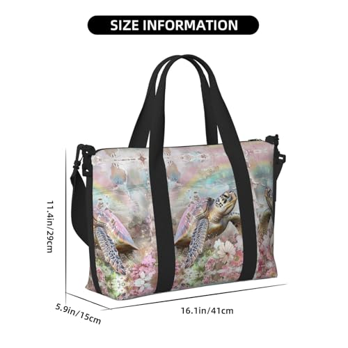 Travel Bag for Weekend Trips, Airplane Carry-On with Adjustable Strap, Sea Turtle (8)3